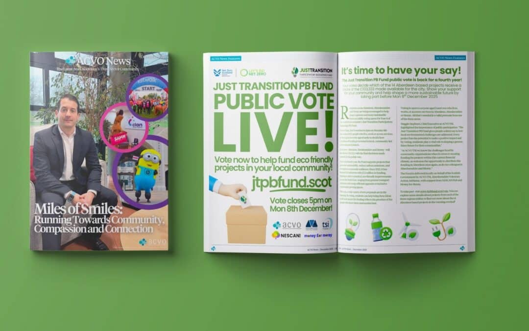 ACVO News December 2025: Miles of Smiles’ Marius Coste, Just Transition PB Vote and Local Charities Achieve The King’s Award for Voluntary Service