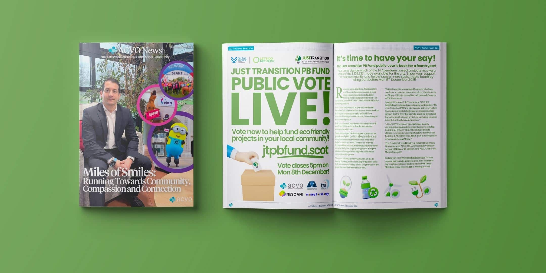 ACVO News December 2025: Miles of Smiles’ Marius Coste, Just Transition PB Vote and Local Charities Achieve The King’s Award for Voluntary Service